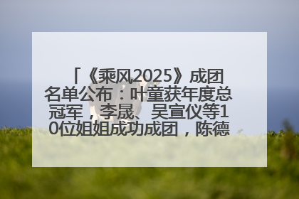 《乘风2025》成团名单公布：叶童获年度总冠军，李晟、吴宣仪等10位姐姐成功成团，陈德容获年度高光人物