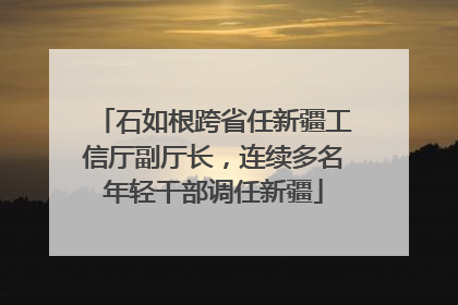 石如根跨省任新疆工信厅副厅长，连续多名年轻干部调任新疆