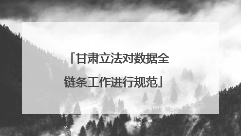 甘肃立法对数据全链条工作进行规范