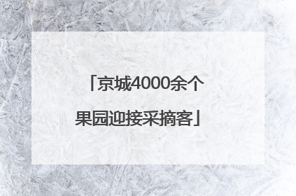 京城4000余个果园迎接采摘客