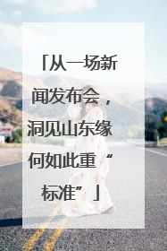 从一场新闻发布会，洞见山东缘何如此重“标准”