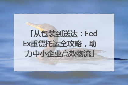 从包装到送达：FedEx重货托运全攻略，助力中小企业高效物流
