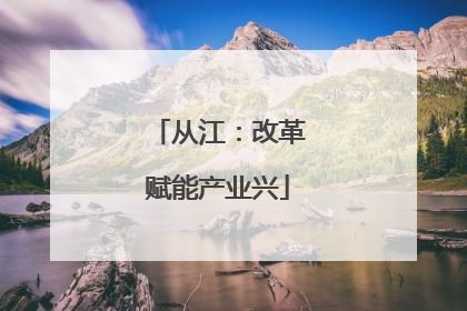从江：改革赋能产业兴