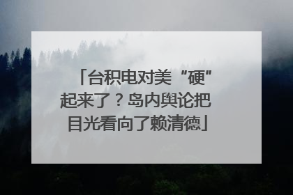 台积电对美“硬”起来了？岛内舆论把目光看向了赖清德