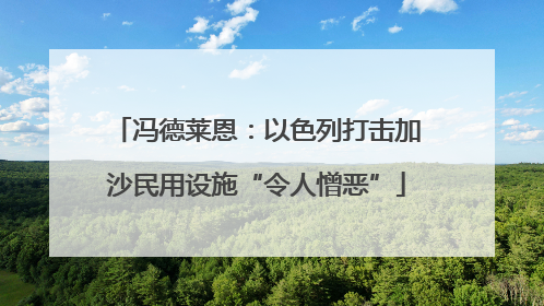 冯德莱恩：以色列打击加沙民用设施“令人憎恶”