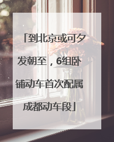 到北京或可夕发朝至，6组卧铺动车首次配属成都动车段