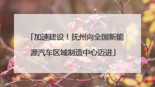 加速建设！抚州向全国新能源汽车区域制造中心迈进
