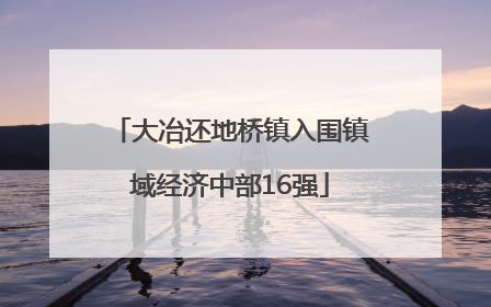 大冶还地桥镇入围镇域经济中部16强