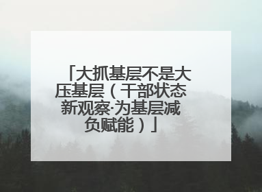 大抓基层不是大压基层（干部状态新观察·为基层减负赋能）
