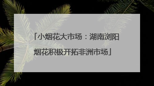 小烟花大市场：湖南浏阳烟花积极开拓非洲市场