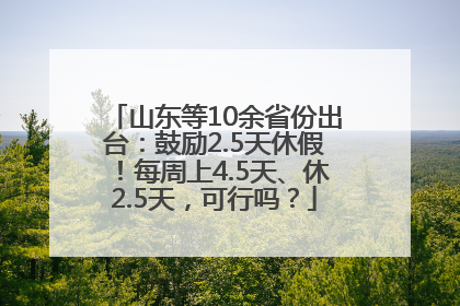 山东等10余省份出台：鼓励2.5天休假！每周上4.5天、休2.5天，可行吗？