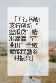 工行民勤支行创新“蜜瓜贷”精准滴灌“产业田”全链赋能民勤乡村振兴
