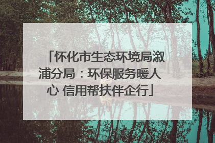 怀化市生态环境局溆浦分局：环保服务暖人心 信用帮扶伴企行