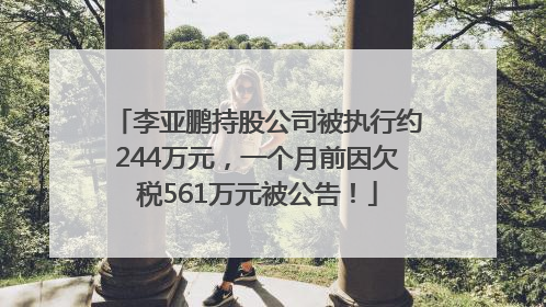 李亚鹏持股公司被执行约244万元，一个月前因欠税561万元被公告！