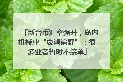 新台币汇率强升，岛内机械业“哀鸿遍野”：很多业者暂时不接单