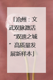 沧州：文武双脉激活“双遗之城”高质量发展新样本