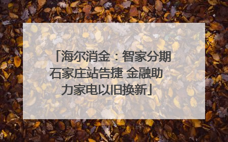 海尔消金：智家分期石家庄站告捷 金融助力家电以旧换新
