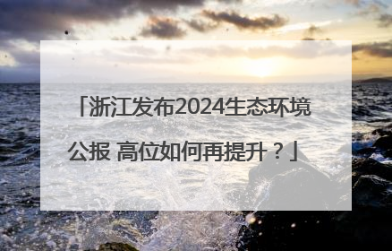 浙江发布2024生态环境公报 高位如何再提升？