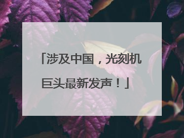 涉及中国，光刻机巨头最新发声！