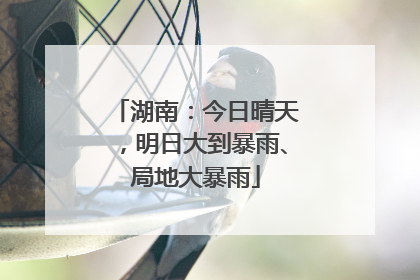 湖南：今日晴天，明日大到暴雨、局地大暴雨