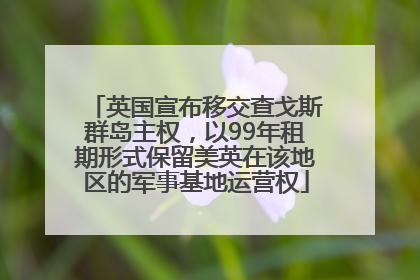 英国宣布移交查戈斯群岛主权，以99年租期形式保留美英在该地区的军事基地运营权