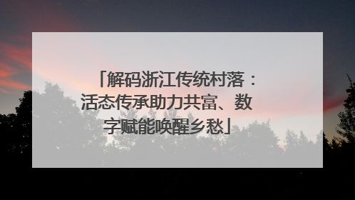 解码浙江传统村落：活态传承助力共富、数字赋能唤醒乡愁
