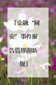 金融“网安”事件报告管理迎新规