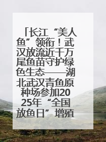 长江“美人鱼”领衔！武汉放流近千万尾鱼苗守护绿色生态——湖北武汉青鱼原种场参加2025年“全国放鱼日”增殖放流活动