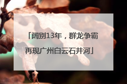 阔别13年，群龙争霸再现广州白云石井河