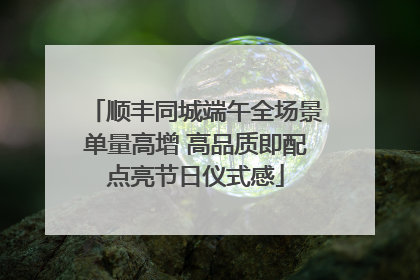 顺丰同城端午全场景单量高增 高品质即配点亮节日仪式感