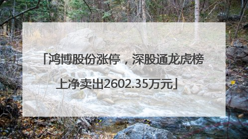 鸿博股份涨停，深股通龙虎榜上净卖出2602.35万元