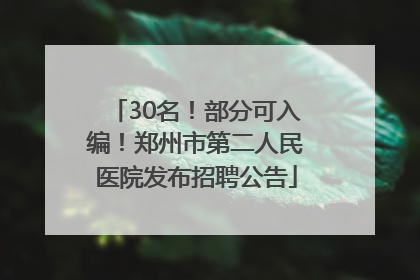 30名！部分可入编！郑州市第二人民医院发布招聘公告