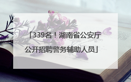 339名！湖南省公安厅公开招聘警务辅助人员